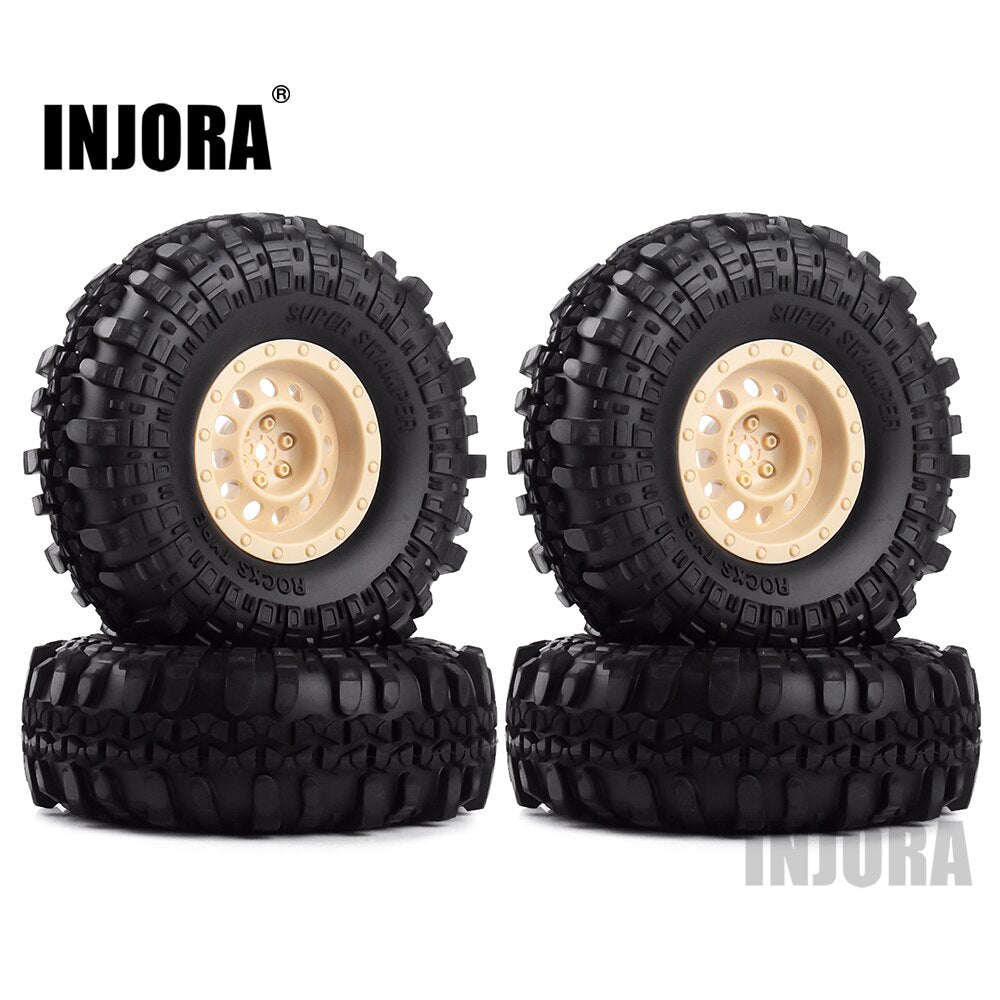 INJORA Gomma da 1.9 "Pneumatici per Ruote e Cerchi in Plastica da 1.9 pollici 4 Pz/set per 1/10 RC Crawler Axial SCX10 90046 Tamiya CC01 D90 D110