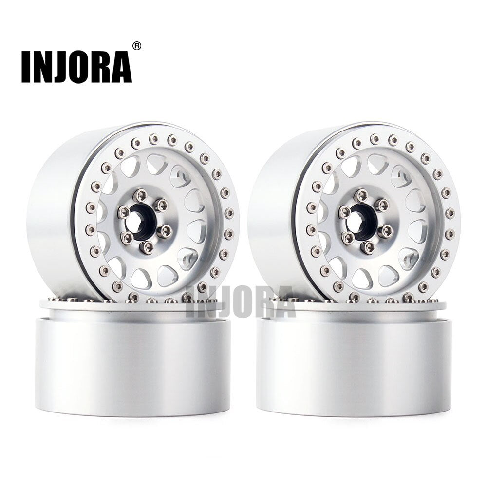 INJORA 4PCS 1/10 RC Rock Crawler Aluminum 2.2 Beadlock Wheel Rims for Axial SCX10 RR10 Wraith 90048 90018 TRX4 TRX-6