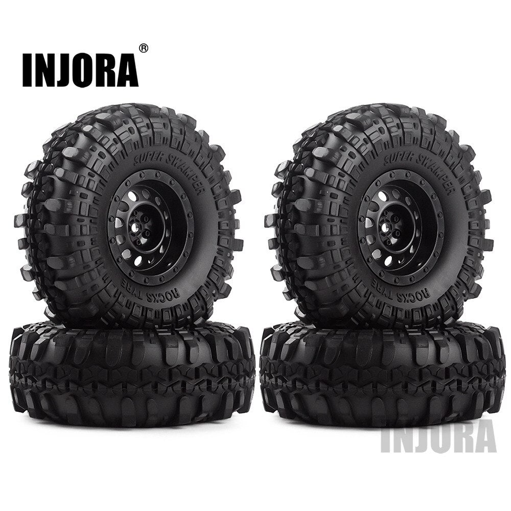 INJORA Gomma da 1.9 "Pneumatici per Ruote e Cerchi in Plastica da 1.9 pollici 4 Pz/set per 1/10 RC Crawler Axial SCX10 90046 Tamiya CC01 D90 D110