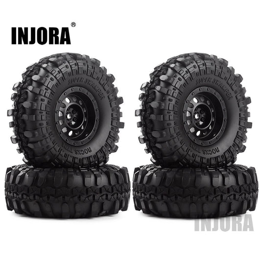 INJORA Rubber 1.9" Wheel Tires&Plastic 1.9inch Wheel Rims 4Pcs/Set for 1/10 RC Crawler Axial SCX10 90046 Tamiya CC01 D90 D110