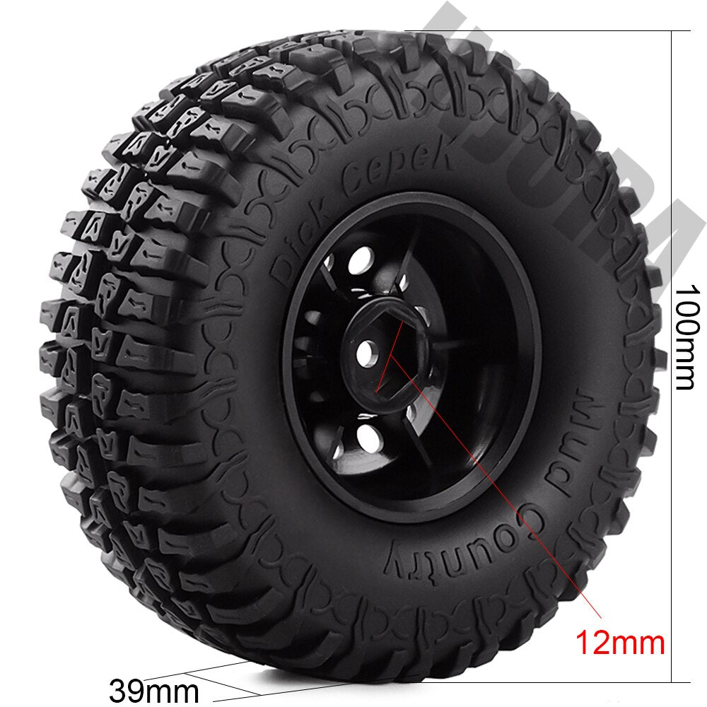 INJORA 4 Stuks Plastic 1.9 "Velg Banden Set voor 1/10 RC Crawler Auto Axiale SCX10 90046 Tamiya CC01 D90 D110