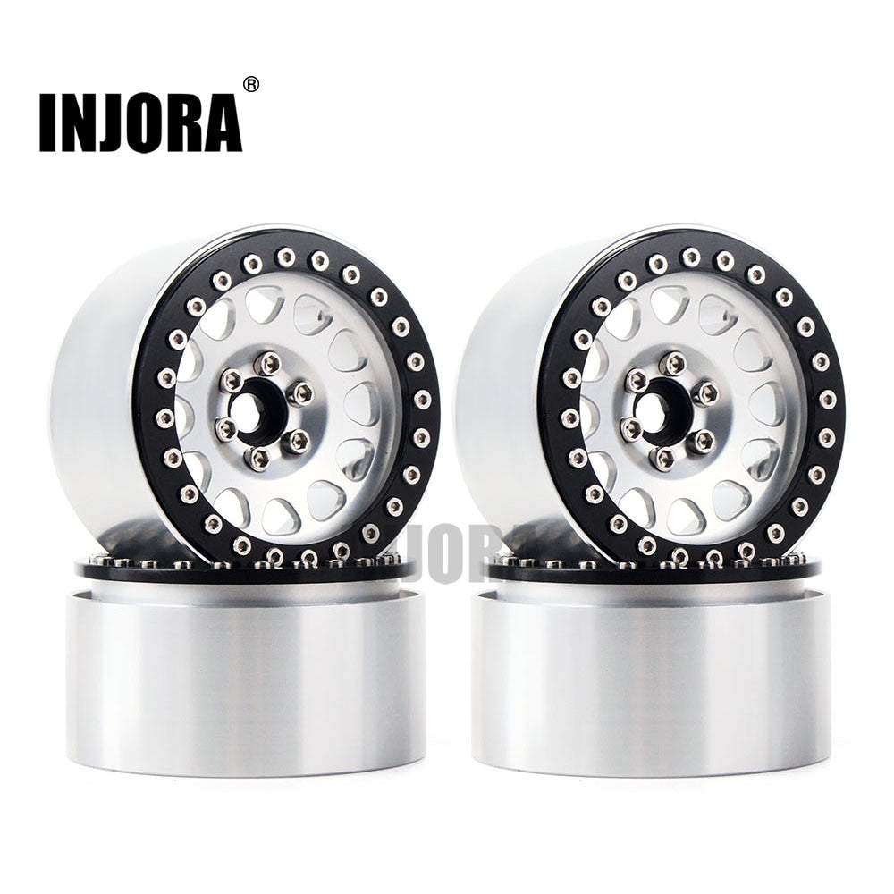 INJORA 4PCS 1/10 RC Rock Crawler Aluminum 2.2 Beadlock Wheel Rims for Axial SCX10 RR10 Wraith 90048 90018 TRX4 TRX-6