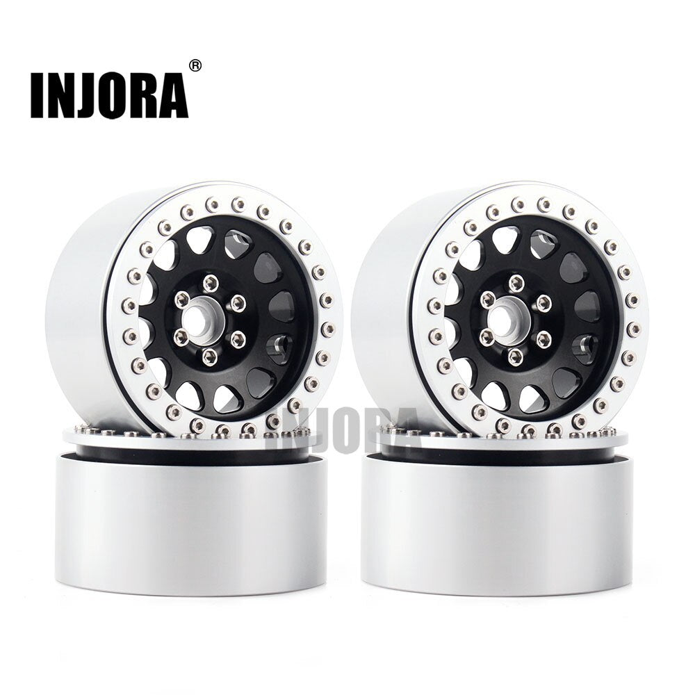 INJORA 4PCS 1/10 RC Rock Crawler Aluminum 2.2 Beadlock Wheel Rims for Axial SCX10 RR10 Wraith 90048 90018 TRX4 TRX-6