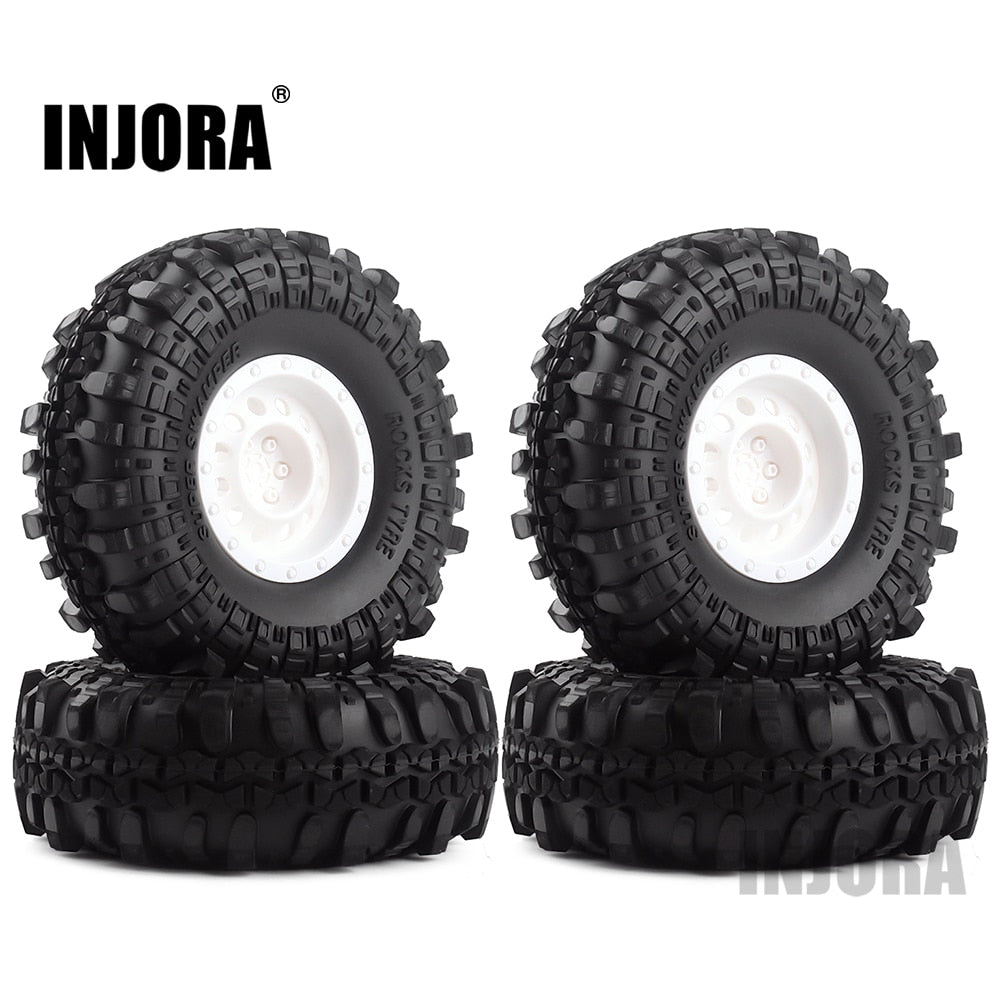 INJORA Gomma da 1.9 "Pneumatici per Ruote e Cerchi in Plastica da 1.9 pollici 4 Pz/set per 1/10 RC Crawler Axial SCX10 90046 Tamiya CC01 D90 D110