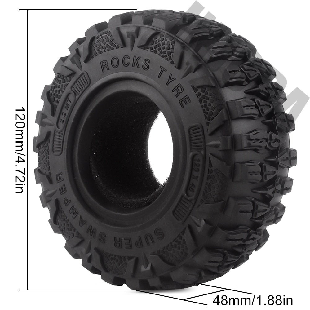 INJORA 4 STKS 2.2 "Modder Grappler Rubber Band 2.2 Wiel Banden 120*48 MM voor 1:10 RC Rock Crawler TRX4 TRX-6 Axiale SCX10 90046