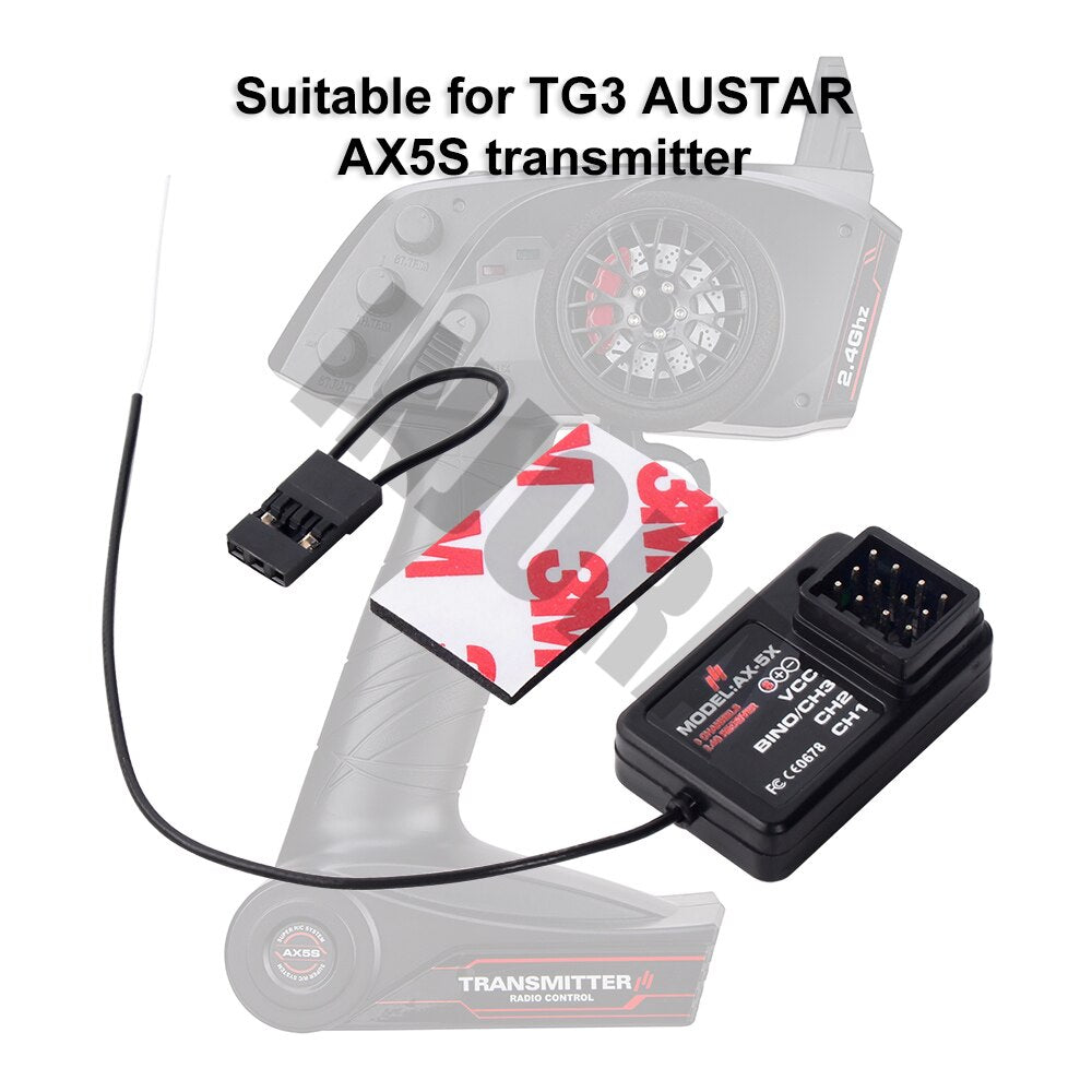 Ricevitore per auto/barca INJORA 2.4G 3CH RC per controller trasmettitore AUSTAR AX5S RC