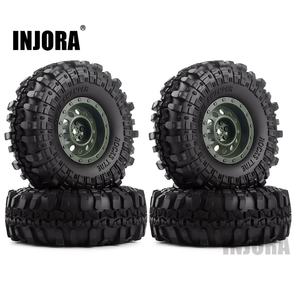 INJORA Gomma da 1.9 "Pneumatici per Ruote e Cerchi in Plastica da 1.9 pollici 4 Pz/set per 1/10 RC Crawler Axial SCX10 90046 Tamiya CC01 D90 D110