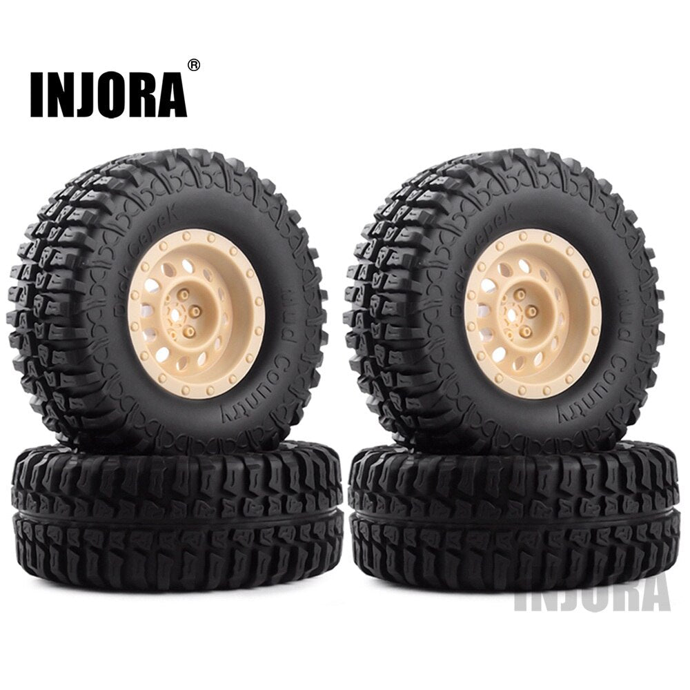 INJORA 4 Stuks Plastic 1.9 "Velg Banden Set voor 1/10 RC Crawler Auto Axiale SCX10 90046 Tamiya CC01 D90 D110