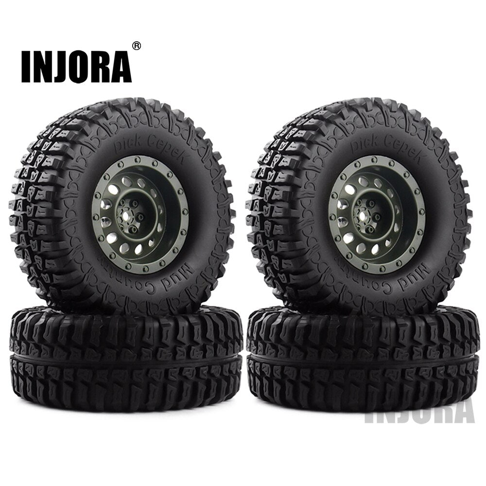 INJORA 4 Stuks Plastic 1.9 "Velg Banden Set voor 1/10 RC Crawler Auto Axiale SCX10 90046 Tamiya CC01 D90 D110