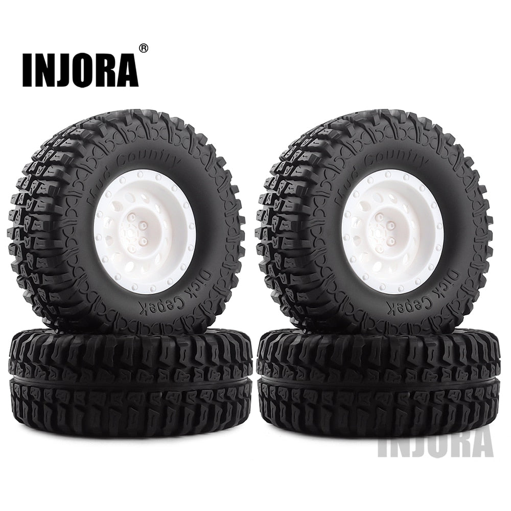 INJORA 4 Stuks Plastic 1.9 "Velg Banden Set voor 1/10 RC Crawler Auto Axiale SCX10 90046 Tamiya CC01 D90 D110