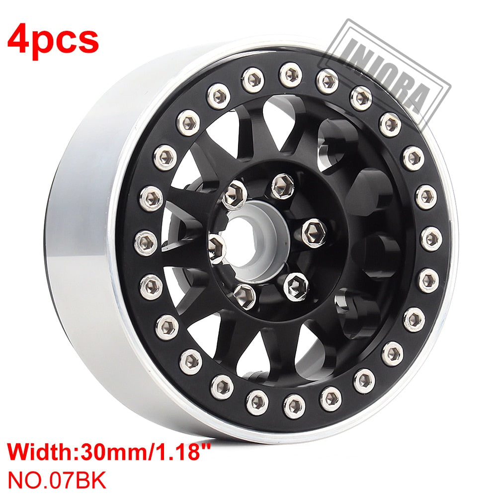 INJORA 4PCS Metal 1.9 Beadlock Wheel Rim 12-Spoke Wheel Hub for 1:10 RC Crawler Axial SCX10 II 90046 AXI03007 TRX-4 Tamiya MST