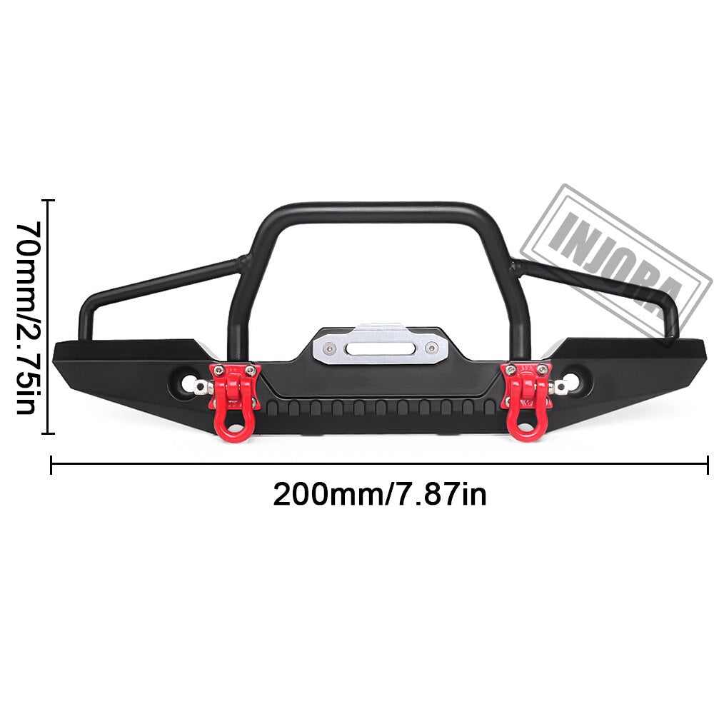 INJORA 1:10 RC Rock Car Metal Front Bumper with Led Light for Axial SCX10 90046 90047 TRX-4 RC Crawler