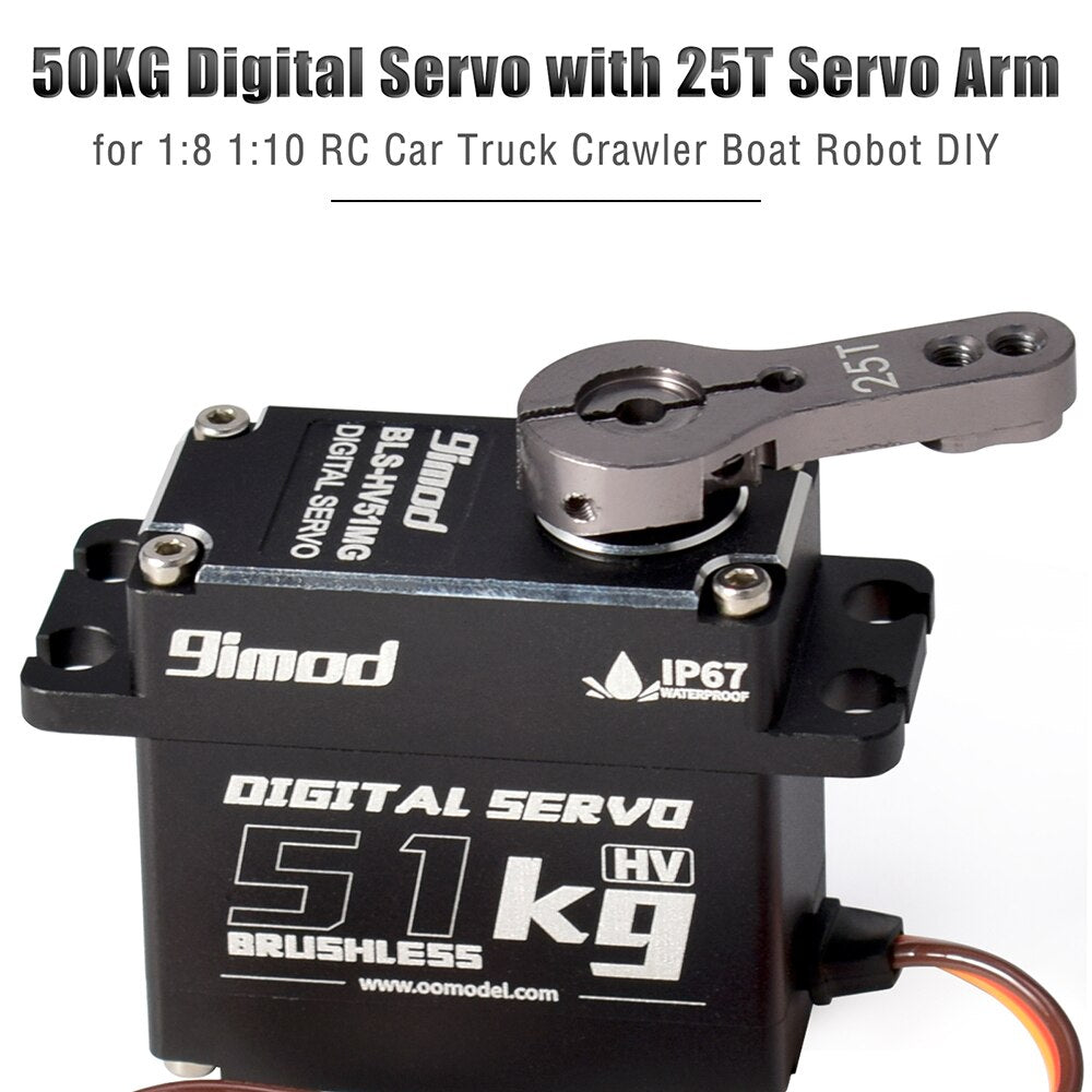 9imod Waterproof Servo BLS-HV51MG 51KG 180°/270°/360° Metal Digital 8.4V HV Brushless Servo for 1:8 1:10 RC Car Boat Robot DIY