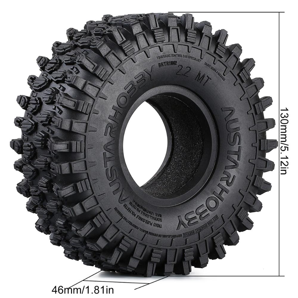 INJORA 4PCS 130*46MM 2.2 Rubber Terrain Tyre Wheel Tires for 1/10 RC Rock Crawler Axial SCX10 RR10 Wraith KM5