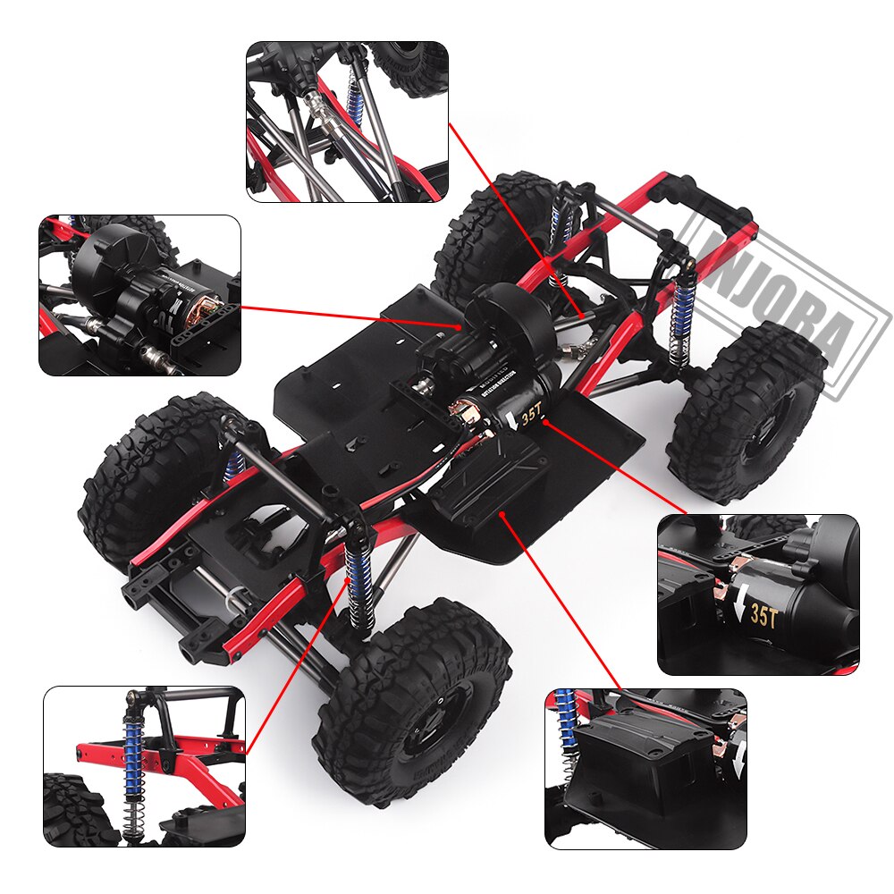 INJORA RC Car 275mm Wheelbase Assembled Frame Chassis with Wheels for 1/10 RC Crawler Car SCX10 D90 TF2 MST