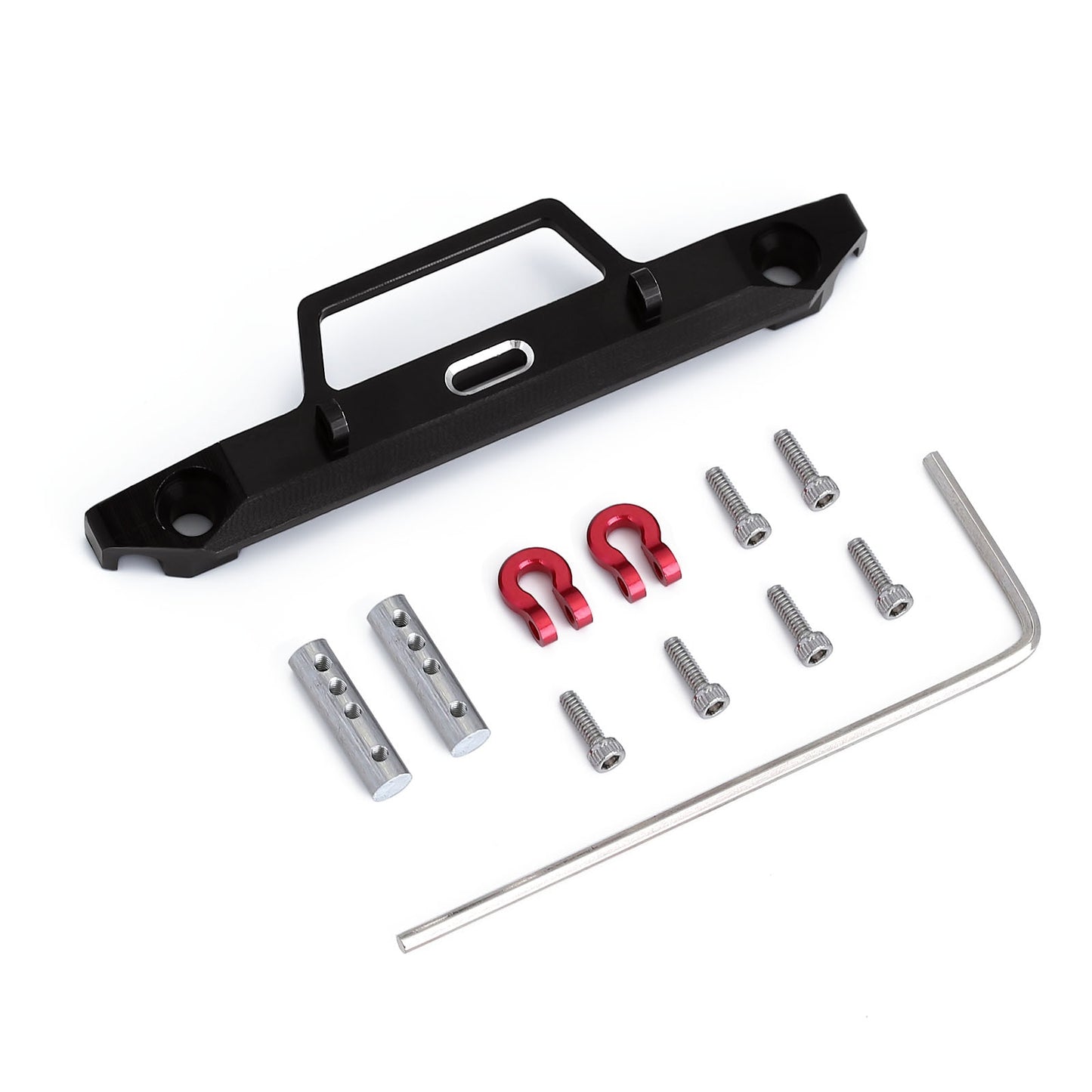 INJORA 58*15mm Metal Front Bumper with Hook for 1/24 RC Crawler
