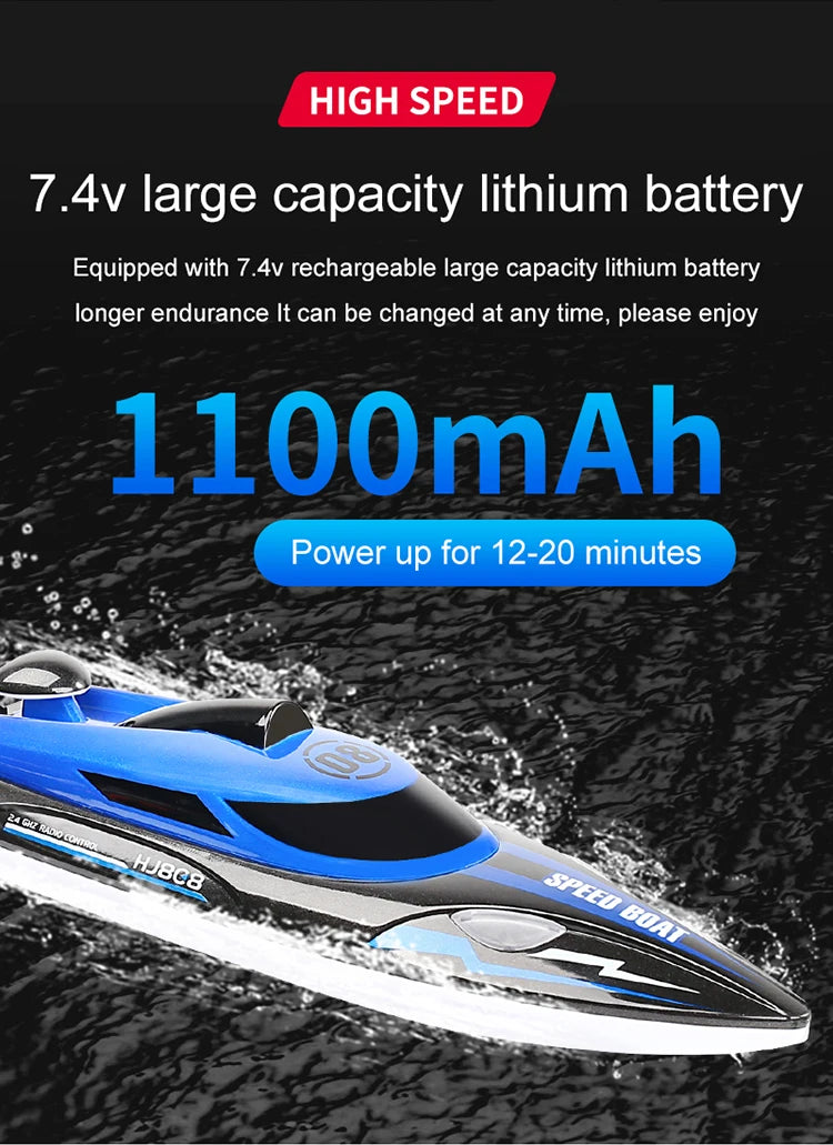 HJ808 RC Boat 2.4Ghz 25km/h High-Speed Remote Control Speed Boat