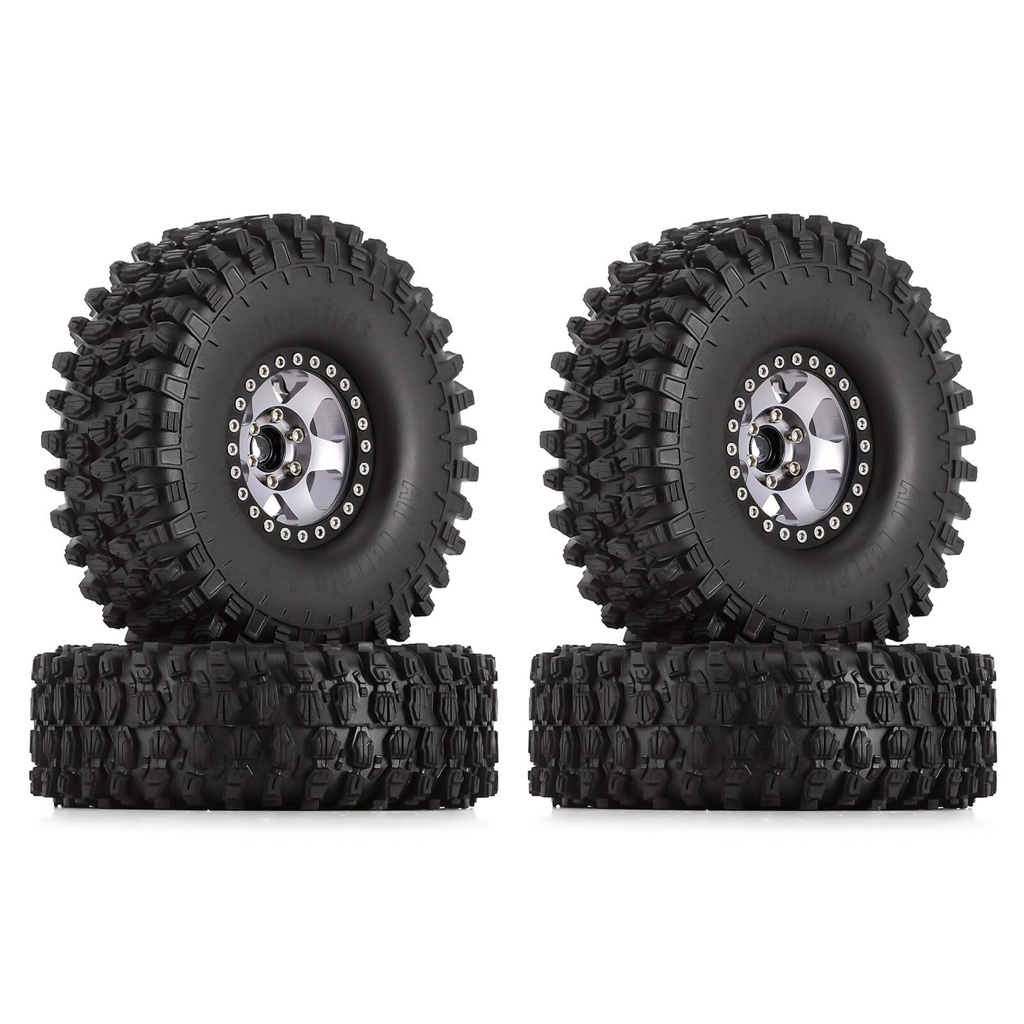 INJORA 4PCS 120*42mm 1.9" Wheel Rims Tires Set for 1:10 RC Rock Crawler Car TRX4 Axial SCX10 90046 Redcat Gen8