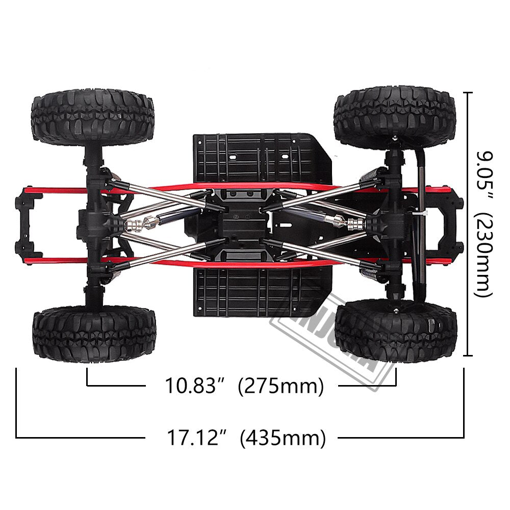 INJORA RC Car 275mm Wheelbase Assembled Frame Chassis with Wheels for 1/10 RC Crawler Car SCX10 D90 TF2 MST