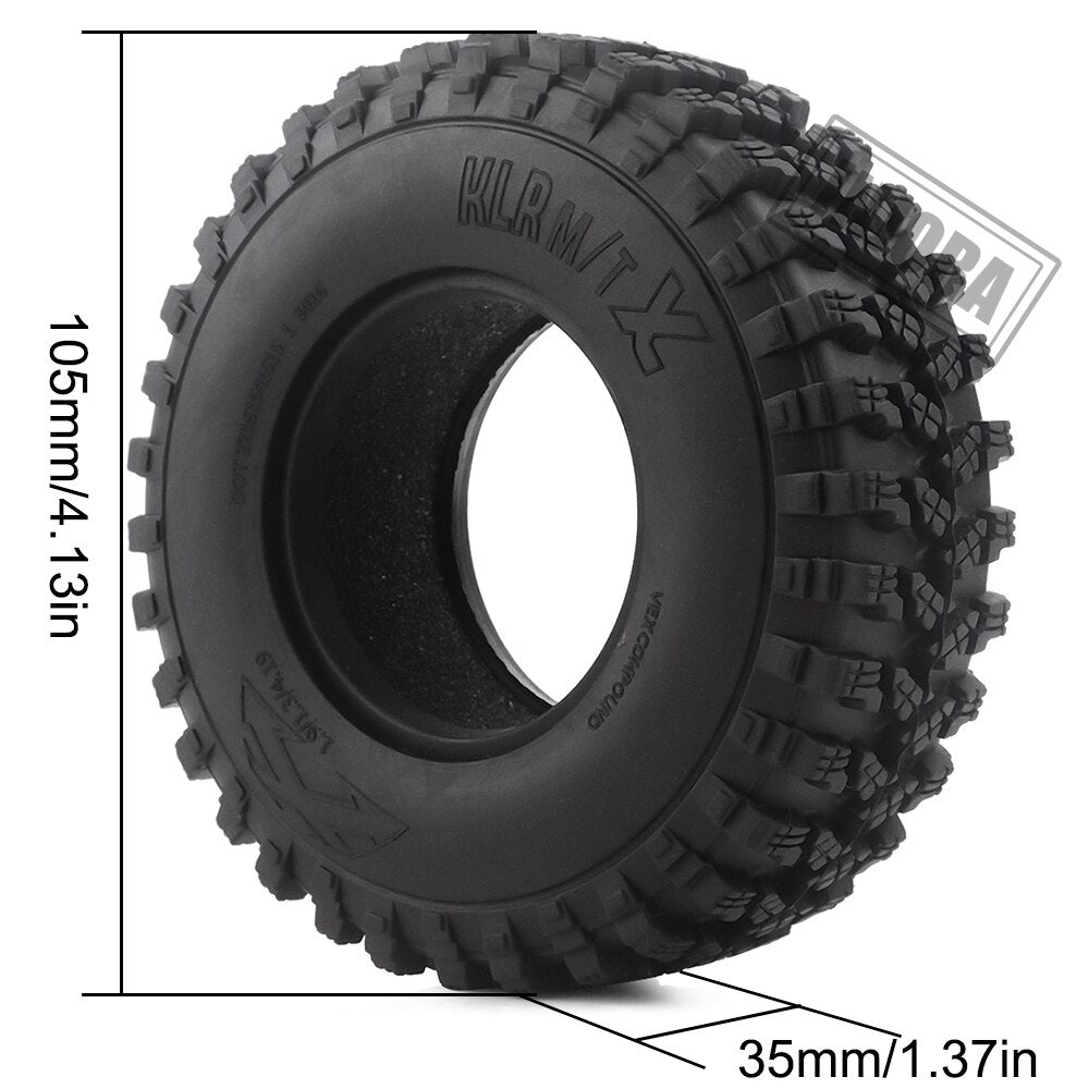 4 STUKS 1.9 "Rubber Voodoo KLR Wiel Banden 105*35mm voor 1:10 RC Crawler Axiale SCX10 D90 TF2 MST Tamiya