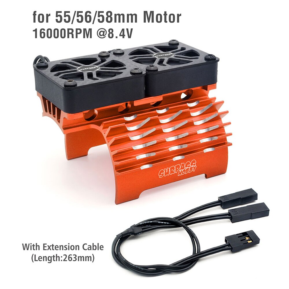 Surpass hobby 55mm RC Motor Heatsink With 16000RPM Dual High Speed Cooling Fan for Rocket 5593 55113 1/5 Traxxas Arrma RC Car