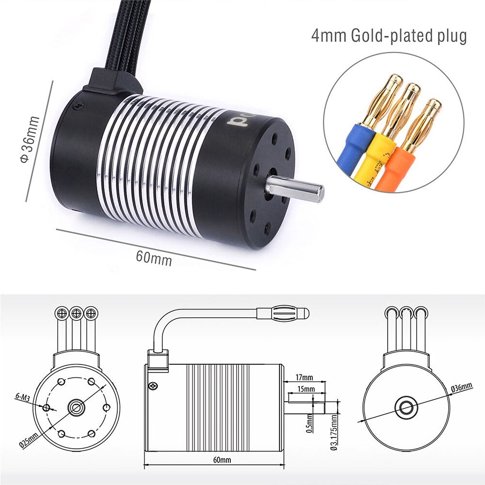 9imod 3660 Waterproof Brushless Sensorless Motor 3800KV 3300KV for WLtoys XK 104001 1/10 Tamiya GTR Traxxas HSP Lexus RC Car