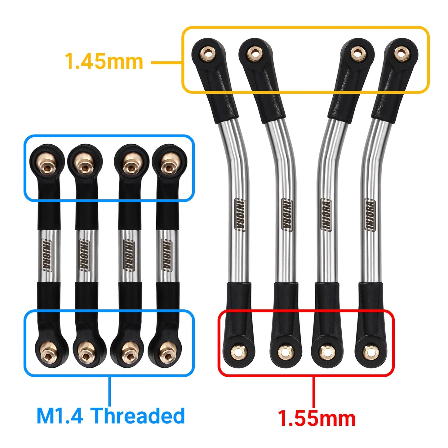 INJORA Stainless Steel High Clearance Chassis 4 Links Set For 1/24 RC Crawler AX24 XC-1 Upgrade