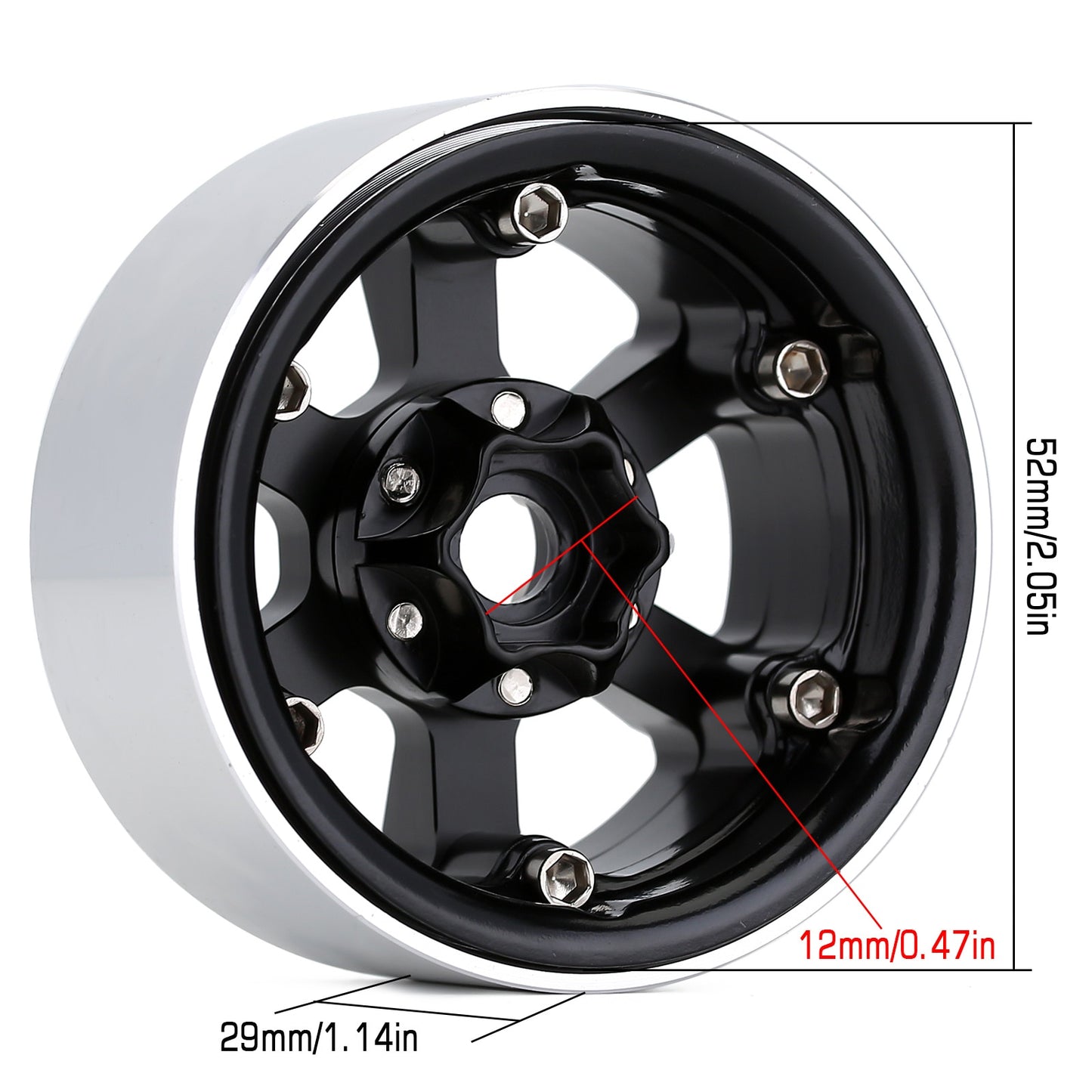 INJORA CNC Aluminum 1.9" Beadlock 6-Spokes Wheel Rim