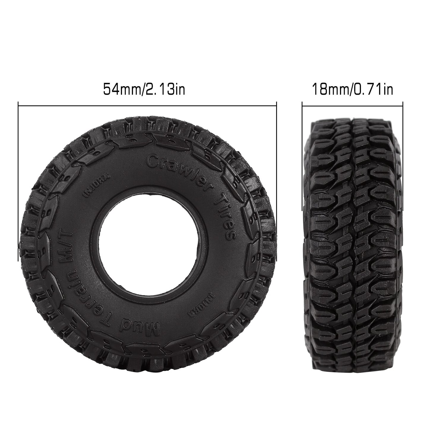 INJORA 1.0" Soft Rubber Mud Terrain Wheel Tires for 1/18 1/24 RC Crawler Car Axial SCX24 Gladiator AX24 Upgrade Part (T1002)