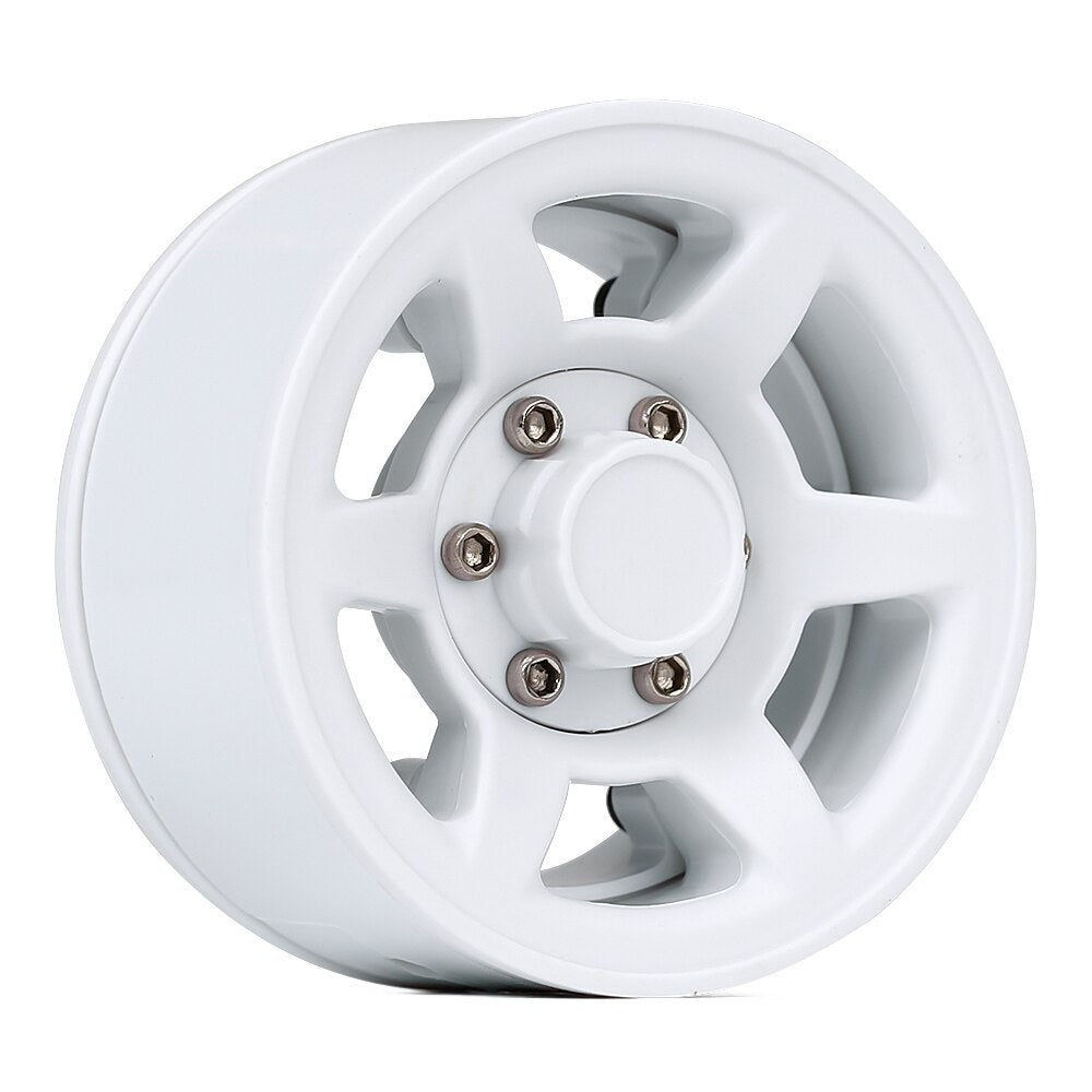 INJORA 4 Pezzi di Plastica 1.55 "Beadlock Wheel Rim Bianco/Nero per 1/10 RC Crawler Auto Axial 90069 D90 TF2 Tamiya CC01 LC70 MST JIMNY