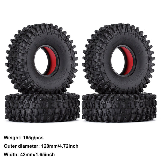 INJORA 4PCS 1.9" Rubber Wheel Tires with Dual Stage TPE Foam for RC Crawler Car Axial SCX10 90046 TRX4 D90 Redcat Gen8