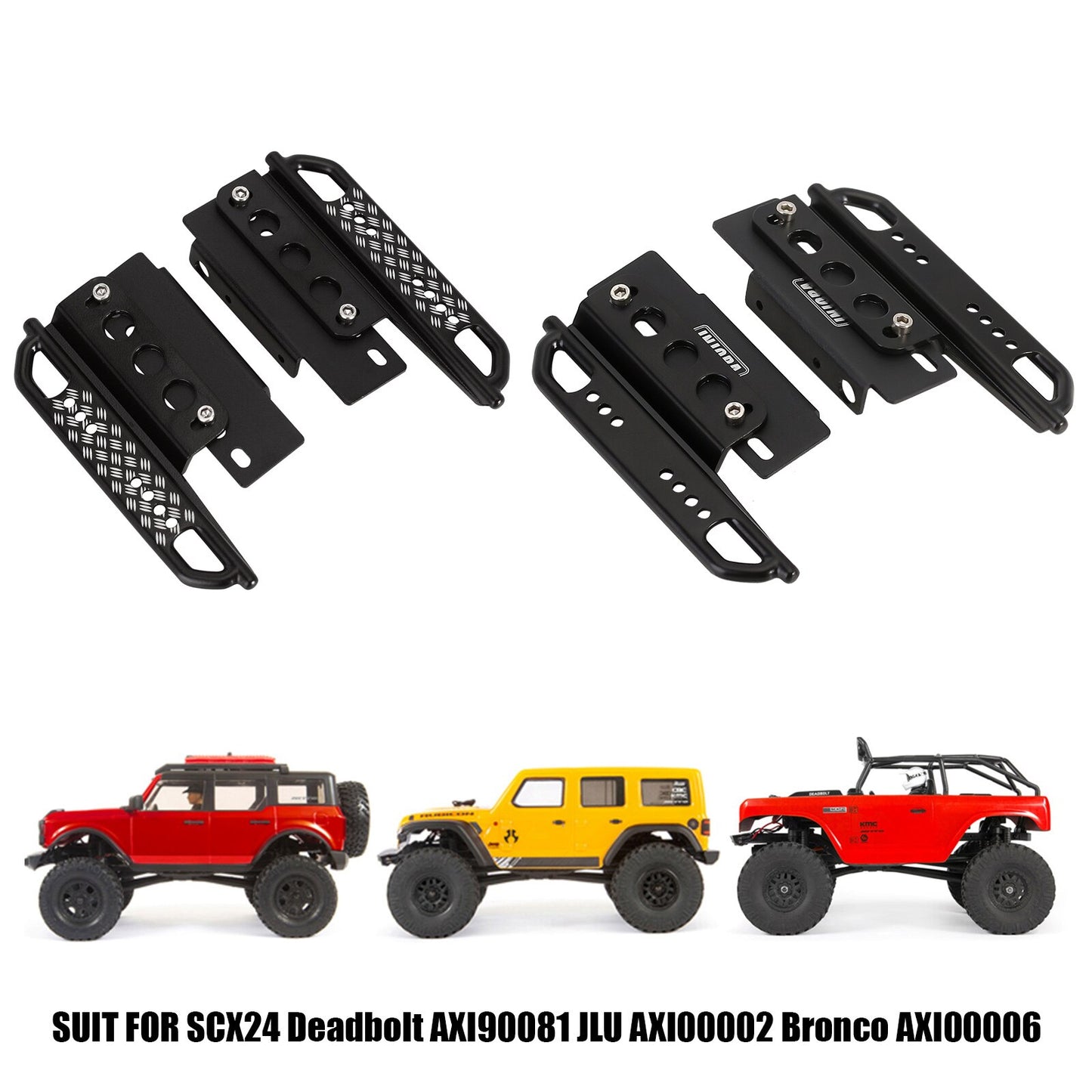 INJORA Metal Rock Sliders Side Pedal for RC Crawler Car Axial SCX24 Jeep Wrangler JLU Deadbolt Ford Bronco Upgrade Parts