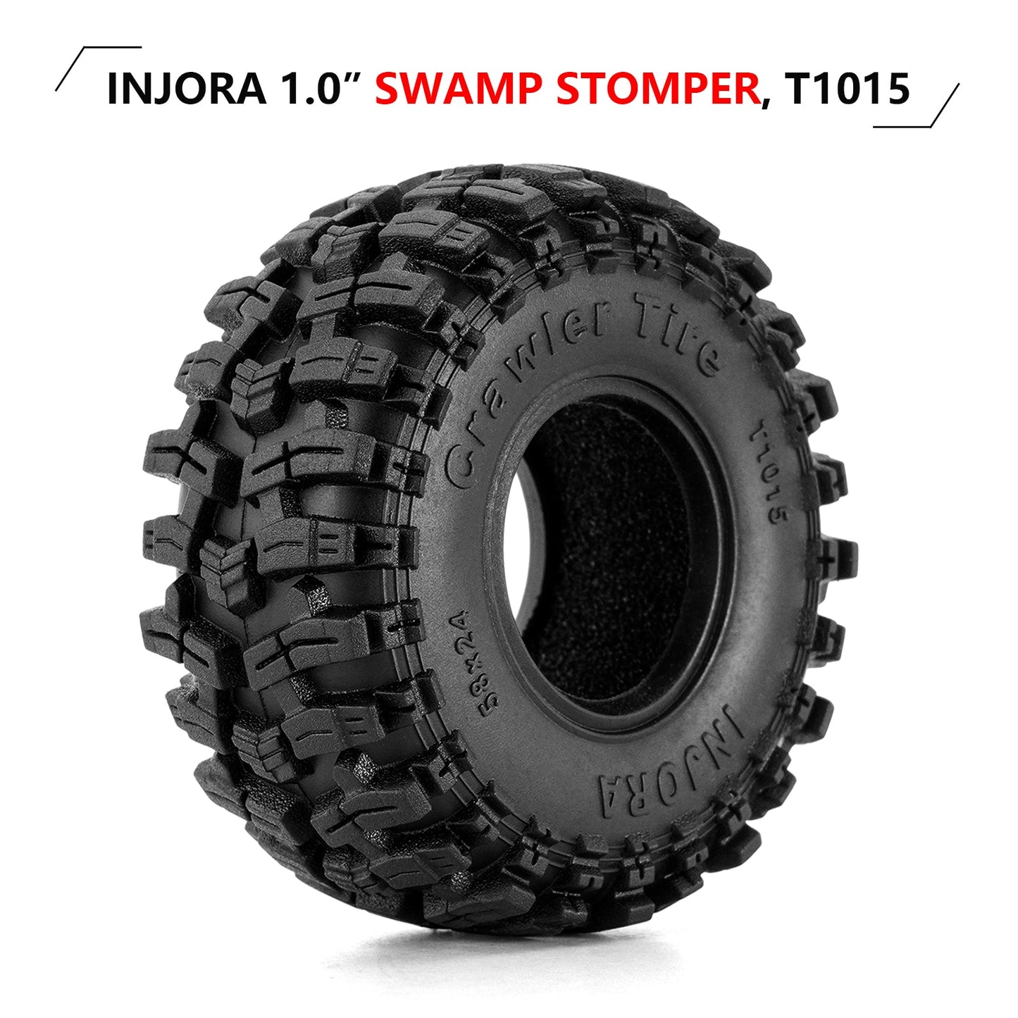 INJORA 58*24mm Swamp Stomper 1.0" Wheel Tires for 1/24 1/18 RC Crawler Car SCX24 AX24 TRX4M FCX24 (T1015)