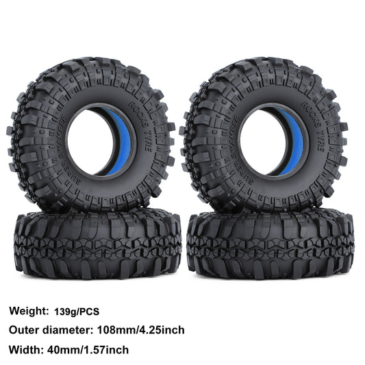 INJORA 1.9" Rubber Wheel Tires with TPE Dual Stage Foam for RC Crawler Car Axial SCX10 90046 TRX4 Upgrade Parts