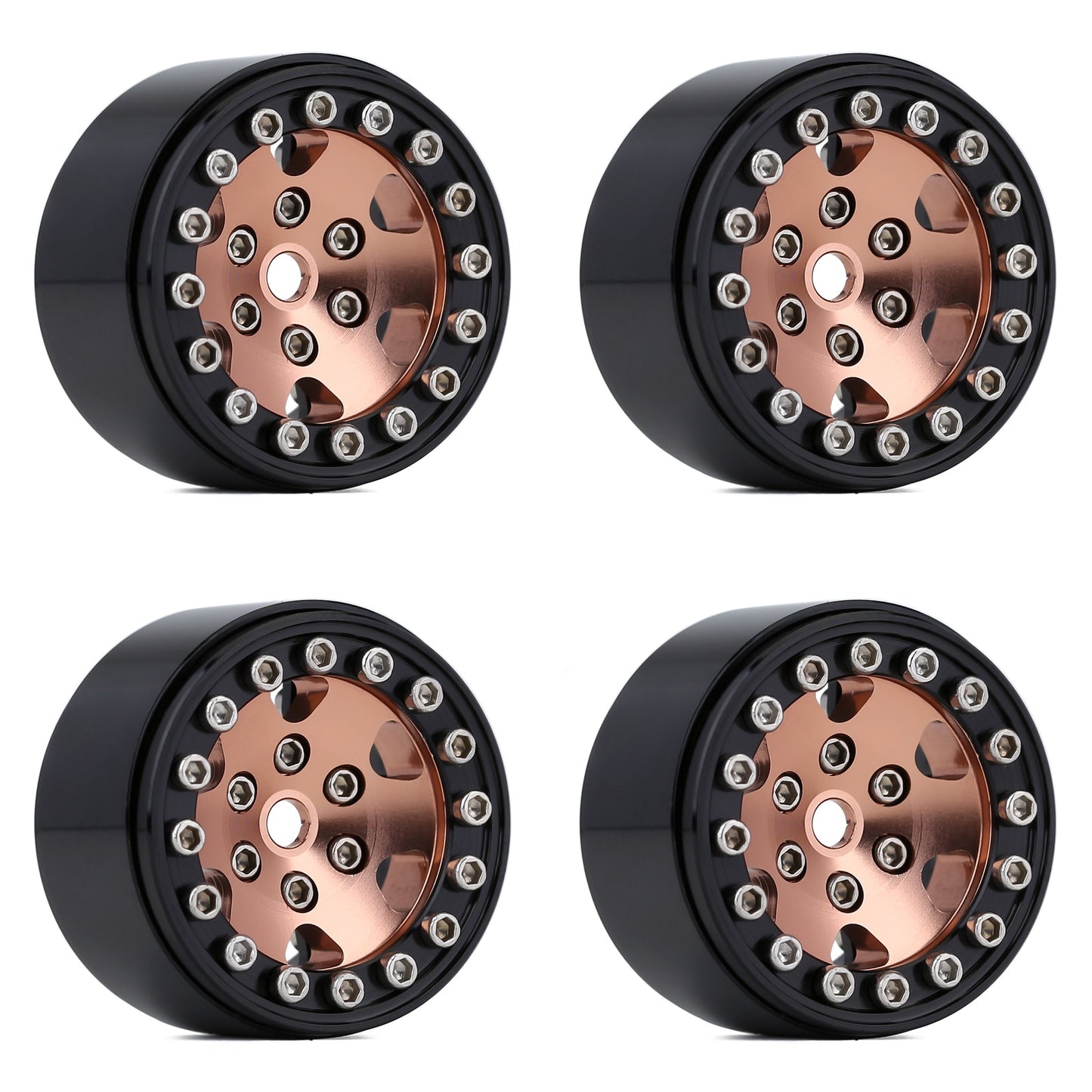 INJORA 4PCS CNC Aluminum 1.0" Beadlock Wheel Rim for 1/24 RC Crawler Car Axial SCX24 FCX24 Enduro24 AX24 (W1026)