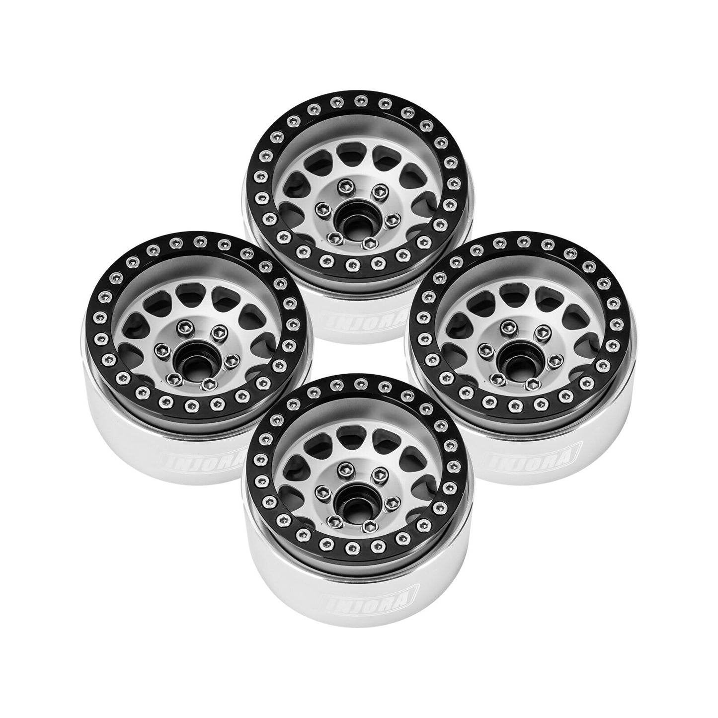 INJORA CNC Aluminium 1.9 "Beadlock Deep Dish Negatieve Offset 10.4mm Velg voor 1/10 RC Crawler Auto TRX4 Axiale SCX10 (W1949)