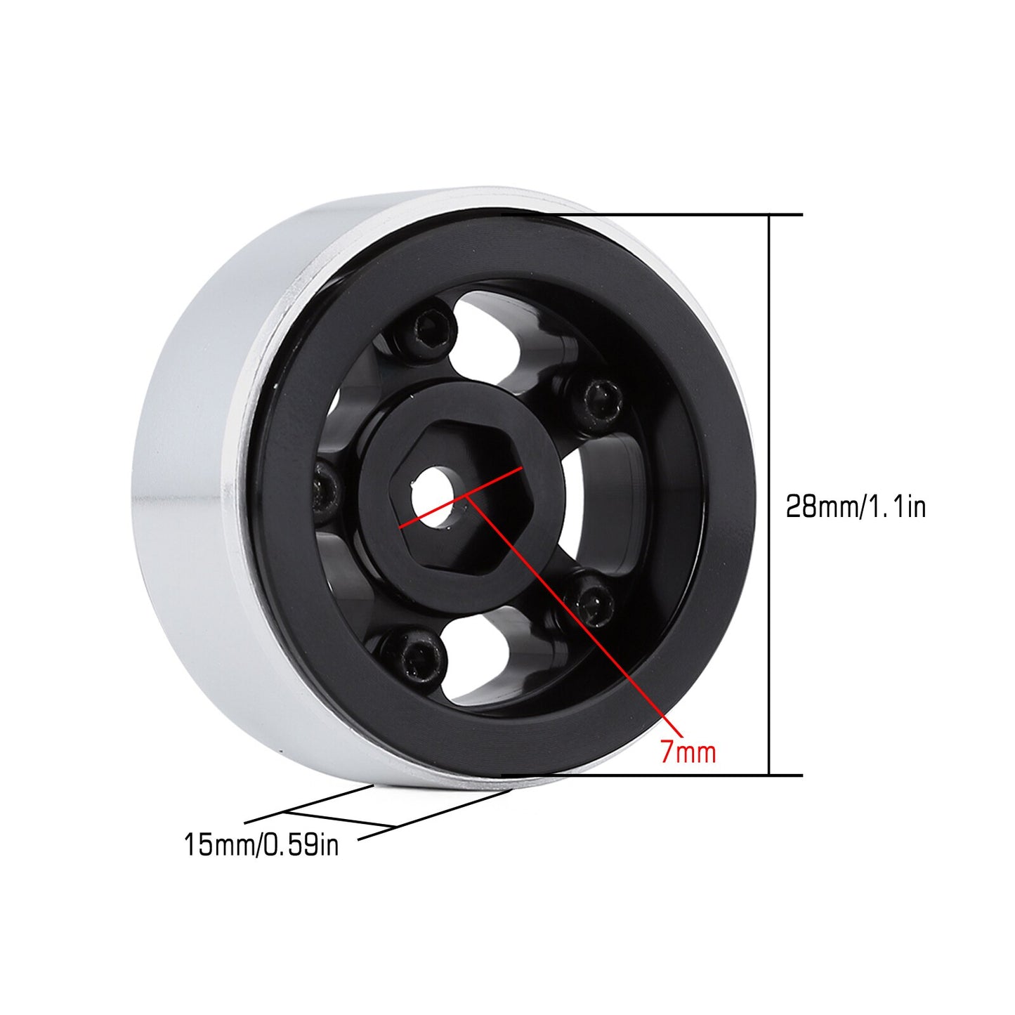 INJORA 4PCS 1.0" CNC Metal Beadlock Wheel Rims for 1/24 RC Crawler Car Axial SCX24 90081 AXI00002 Deadbolt Chevrolet B-17 Betty