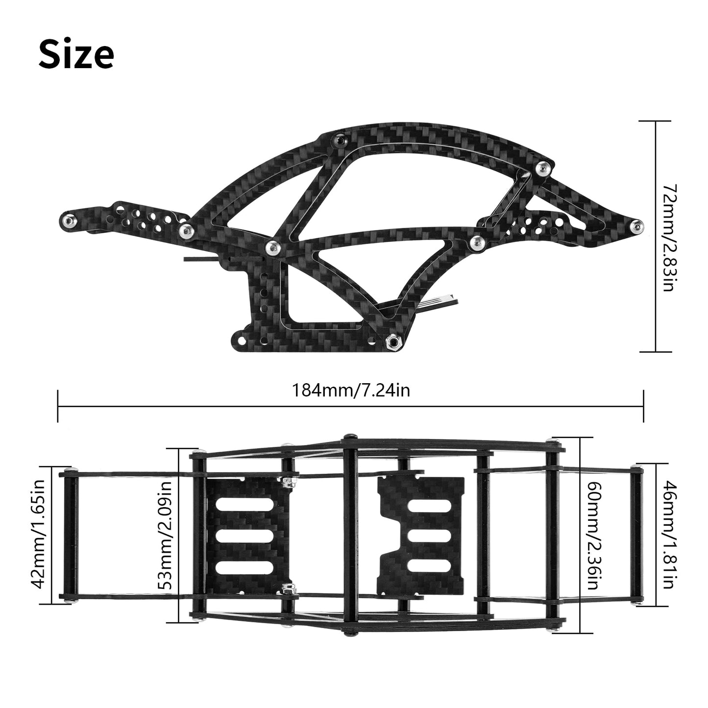 Kit telaio telaio in fibra di carbonio INJORA Kangaroo per aggiornamento 1/18 RC Crawler TRX4M (4M-39)