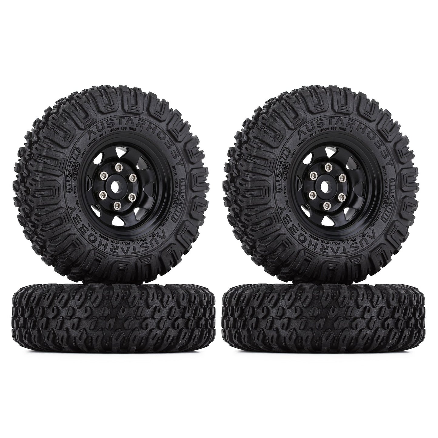 INJORA 85*28MM 1.55" Beadlock Wheel Rim Tire Set