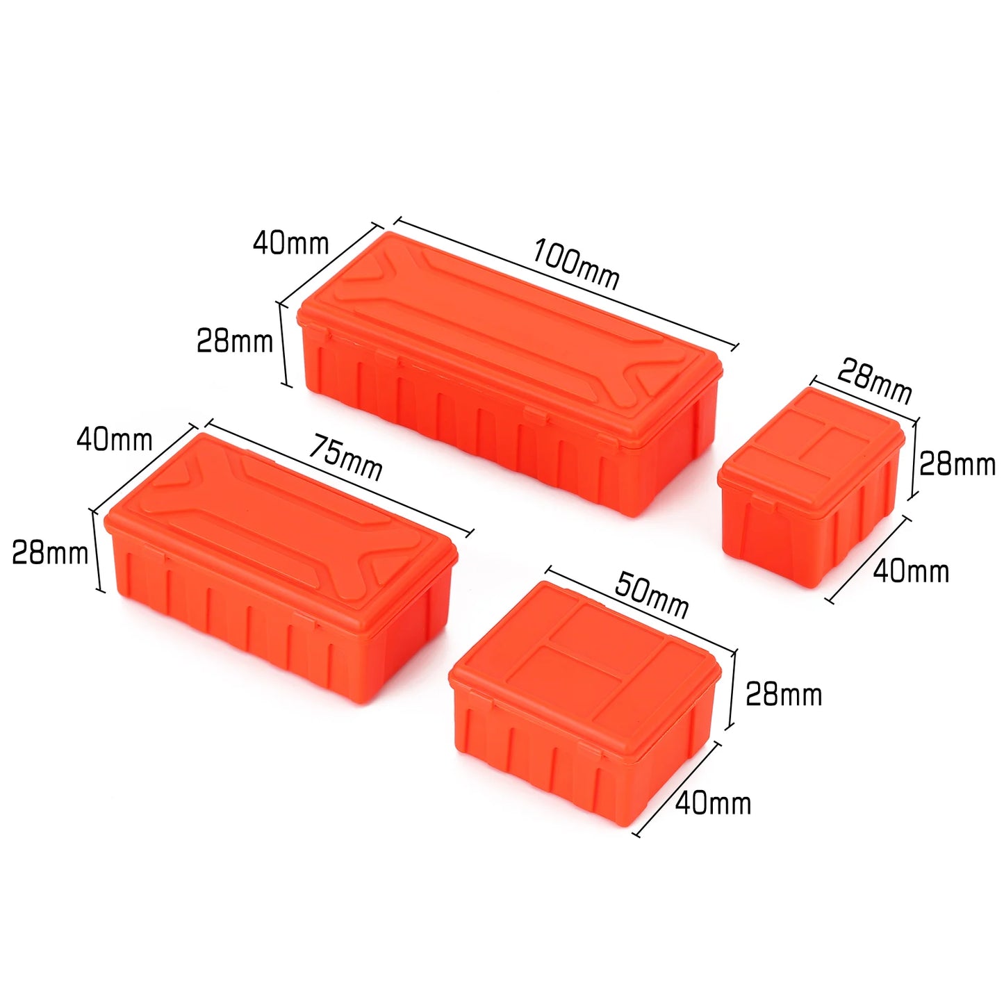 INJORA 4PCS Plastic Luggage Storage Box Decoration Tool for 1/10 RC Crawler Axial SCX10 90046 TRX4 TRX6 Redcat Gen8