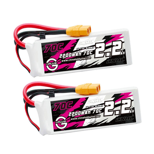 2pcs CNHL 2S 7.4V Lipo Battery 2200mAh 70C With XT60 Plug For RC Airplane Quadcopter Drone FPV Car Helicopter Racing Hobby