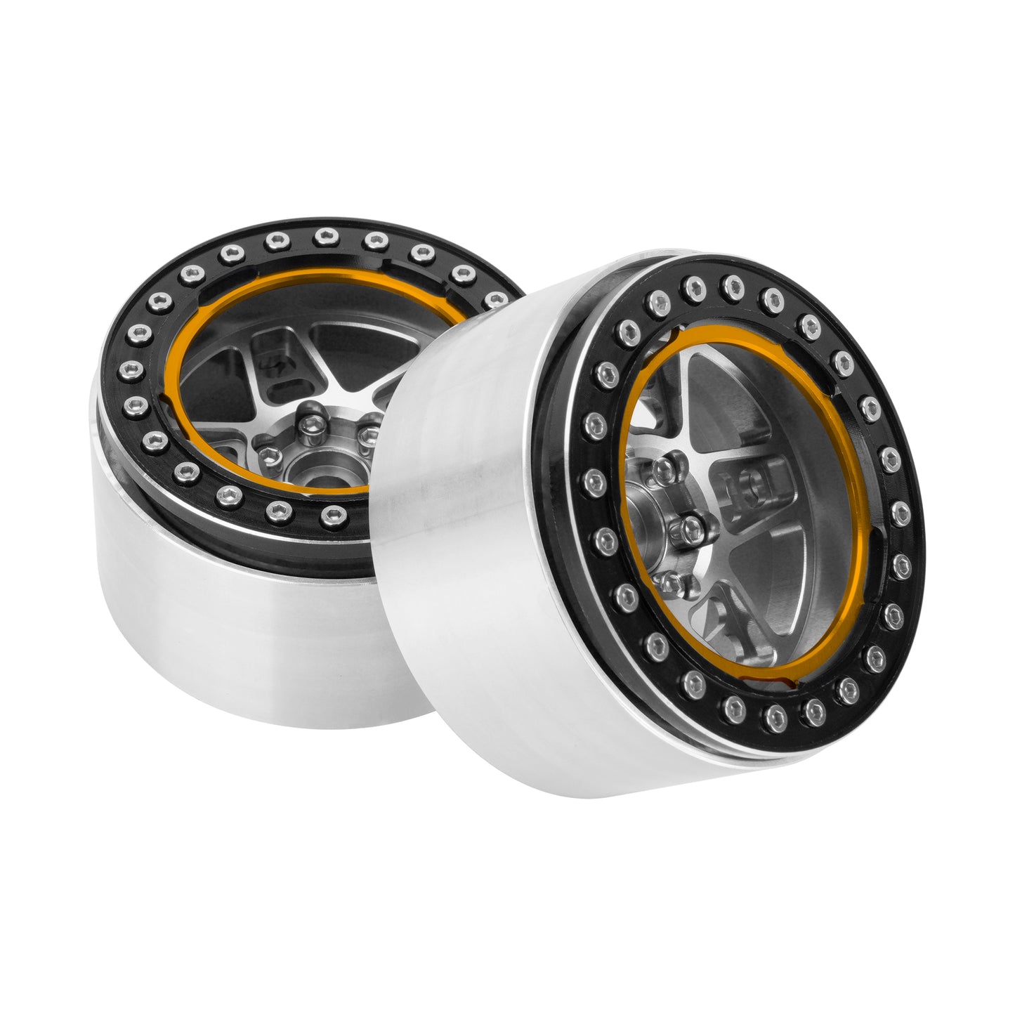 INJORA -10mm Offset 5-Spokes 2.2" Beadlock Wheel Rim for 1/10 RC Crawler Car TRX4 TRX6 SCX10 RR10 Wraith (W2209)