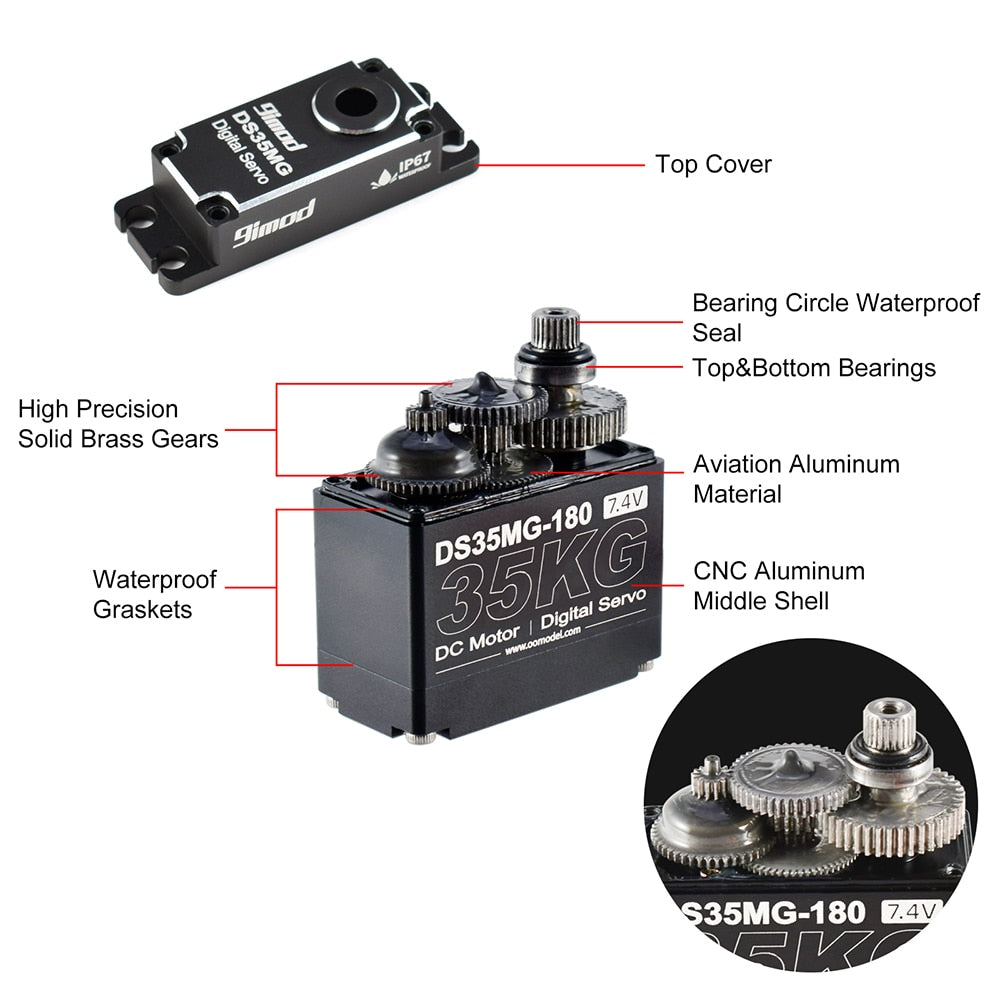 9imod 35kg 25kg 20kg 15kg Waterpoof Arduino Servo Volledige AL RC Stuurservo's Metal Gear Digitale Servo RC 1/8 1/10 Klauw Truck