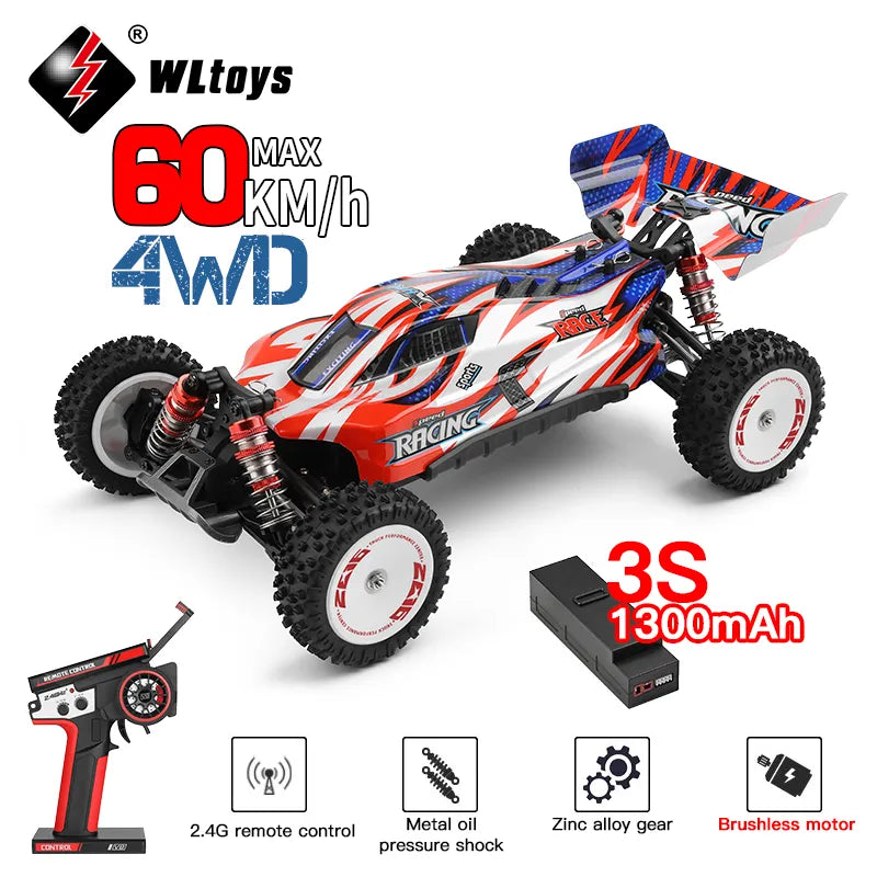 WLtoys 124008 60KM/H 4WD RC Car 3S Professional Racing Car Brushless Electric High Speed Off-Road Drift Remote Control Toys Gift