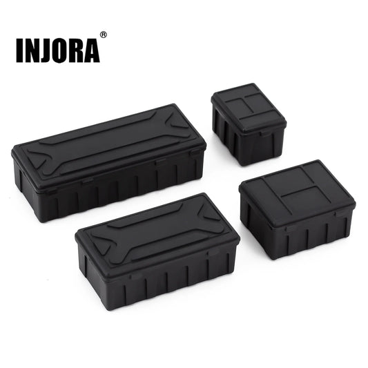 INJORA 4PCS Plastic Luggage Storage Box Decoration Tool for 1/10 RC Crawler Axial SCX10 90046 TRX4 TRX6 Redcat Gen8
