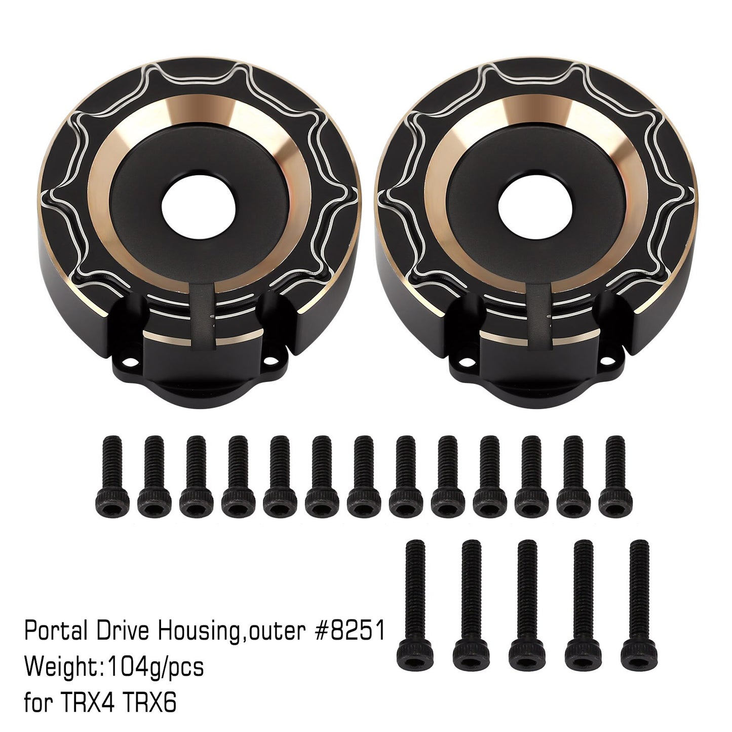 INJORA Heavy Black Coating Brass Counterweight Portal Drive Housing