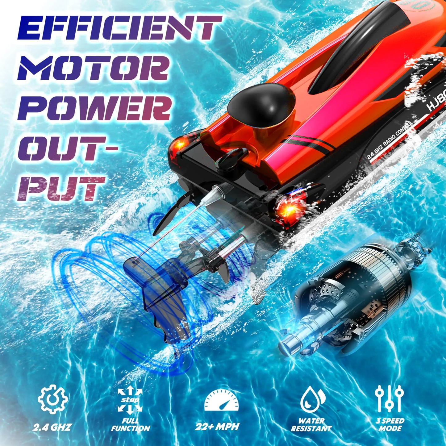 New HJ808 RC Battery Boat 2.4Ghz 25km/h High-Speed Racing Ship Over-travel Return Hint Water Speed Boat Children Model Boys Toys