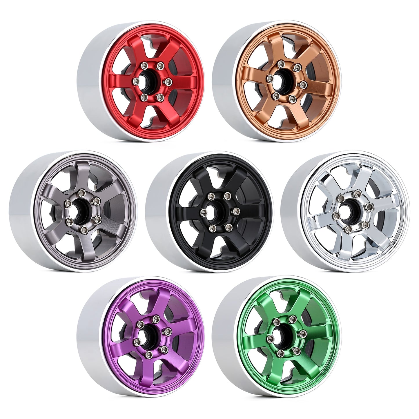 INJORA CNC Aluminum 1.9" Beadlock 6-Spokes Wheel Rim