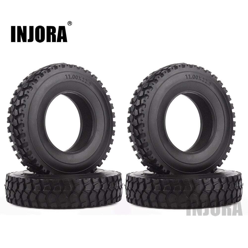 INJORA 4Pcs Rubber Tyres Wheel Tires With Sponge for 1:14 Tamiya Tractor RC Car Truck