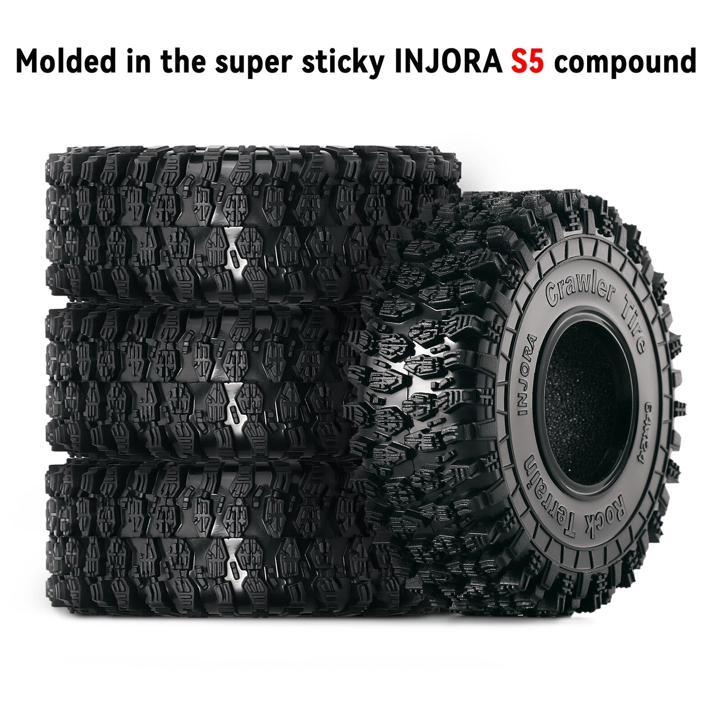 INJORA Super Soft Sticky 1.0 Crawler Banden 64*24mm voor 1/18 1/24 RC Crawler Auto Axiale SCX24 FMS FCX24 AX24 Upgrade (T1011)